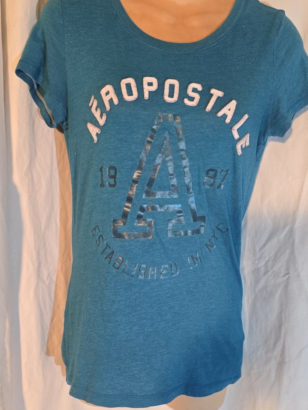 Aeropostale Teal Short Sleeve Logo Tee